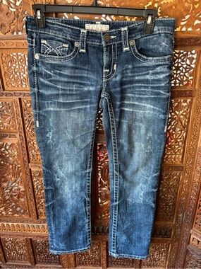 Vintage Collection Distressed Dark Wash Slim Jeans